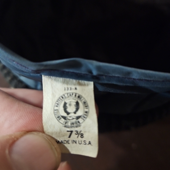 Vintage Large 7 3/8" Quilted Ski Hat Blue Neck Ear Flaps Brim Cap USA - Picture 8 of 11